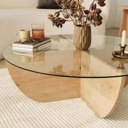 Table basse en verre et aggloméré Lily