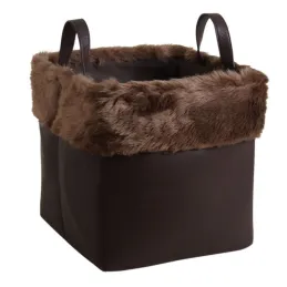 Corbeilles de rangement carrées avec fourrure synthétique (Lot de 3)