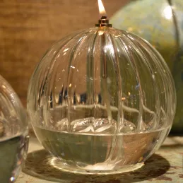 Lampe à huile en verre strié Sphere