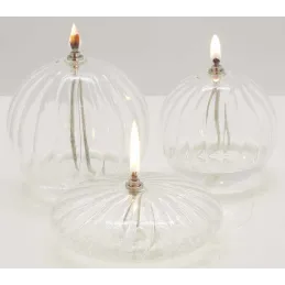 Lampe à huile en verre strié Sphere