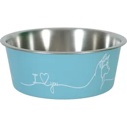 Ecuelle antidérapante bleue pour chiens Love dog
