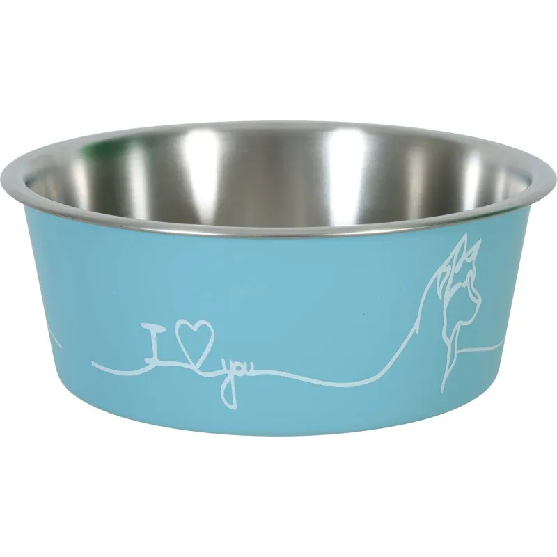 Ecuelle antidérapante bleue pour chiens Love dog