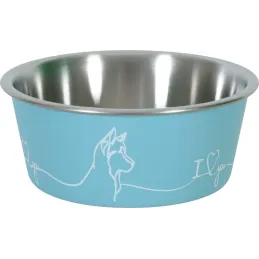 Ecuelle antidérapante bleue pour chiens Love dog