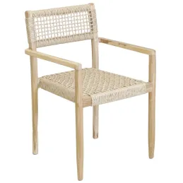 Fauteuil en teck et cannage synthétique