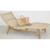 Chaise bain de soleil en teck et cannage synthétique BAIA
