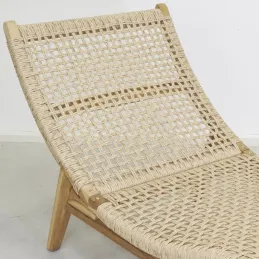 Chaise bain de soleil en teck et cannage synthétique BAIA