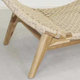 Chaise bain de soleil en teck et cannage synthétique BAIA