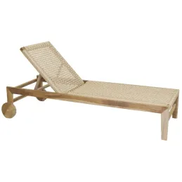Chaise bain de soleil en teck et cannage synthétique BAIA