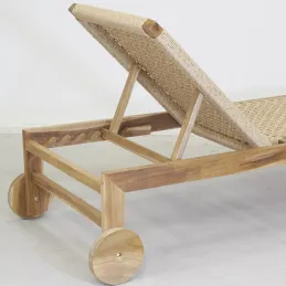 Chaise bain de soleil en teck et cannage synthétique BAIA
