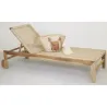 Chaise bain de soleil en teck et cannage synthétique BAIA