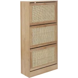 Meuble à chaussures cannage et bois 3 portes Bali