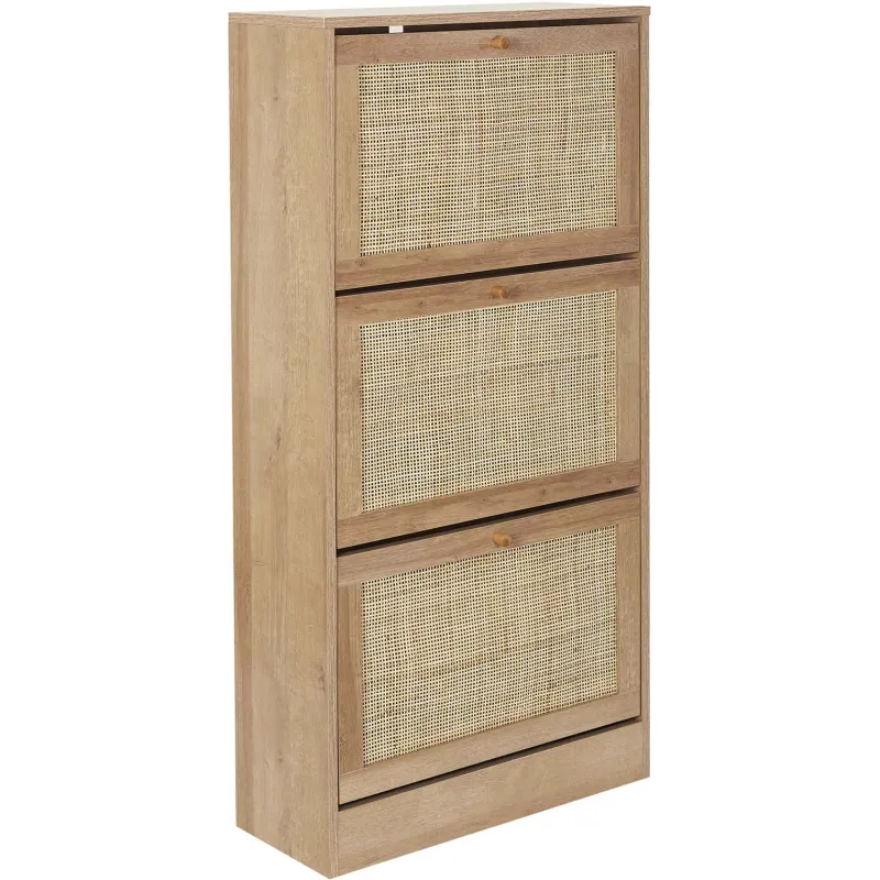 Meuble à chaussures cannage et bois 3 portes Bali