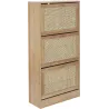 Meuble à chaussures cannage et bois 3 portes Bali
