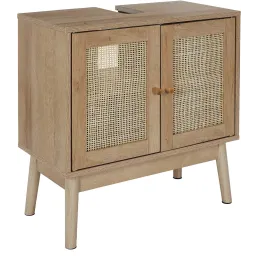 Meuble sous vasque cannage et bois Bali