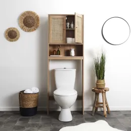 Meuble WC cannage et bois Bali