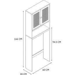 Meuble WC cannage et bois Bali