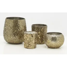 Photophore en verre doré (Lot de 4)