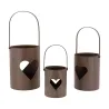 Photophore en métal rouillé (Lot de 3)