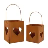 Photophore de jardin en métal rouillé (Lot de 2)