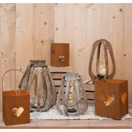 Photophore de jardin en métal rouillé (Lot de 2)