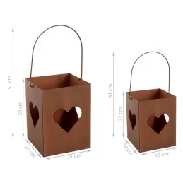 Photophore de jardin en métal rouillé (Lot de 2)