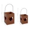 Photophore de jardin en métal rouillé (Lot de 2)