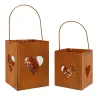 Photophore de jardin en métal rouillé (Lot de 2)