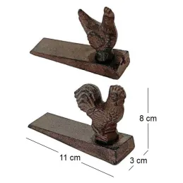 Bloque porte en fonte Coq et poule 11 x 3 x 8 cm (Lot de 2)