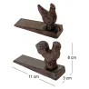 Bloque porte en fonte Coq et poule 11 x 3 x 8 cm (Lot de 2)