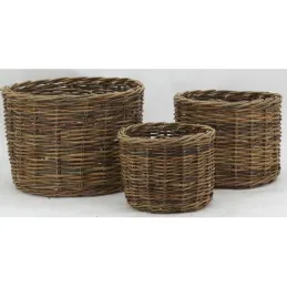 Cache-pots en osier brut (lot de 3)
