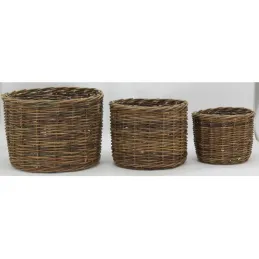 Cache-pots en osier brut (lot de 3)