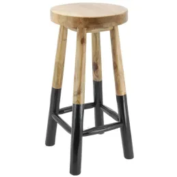 Tabouret haut rond en teck massif Arden