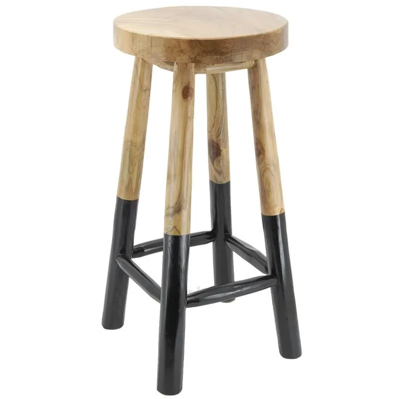Tabouret haut rond en teck massif Arden