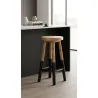 Tabouret haut rond en teck massif Arden