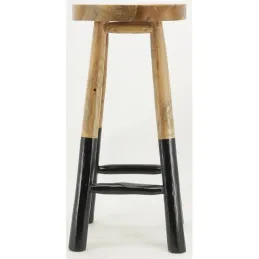 Tabouret haut rond en teck massif Arden