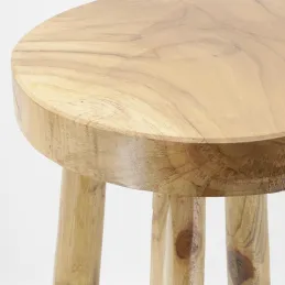 Tabouret haut rond en teck massif Arden
