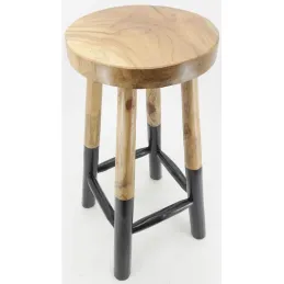 Tabouret haut rond en teck massif Arden