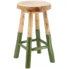 Tabouret haut rond en teck massif naturel et noir Arden