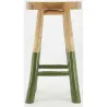 Tabouret haut rond en teck massif naturel et noir Arden