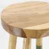 Tabouret haut rond en teck massif naturel et noir Arden
