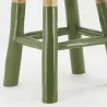 Tabouret haut rond en teck massif naturel et noir Arden