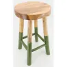 Tabouret haut rond en teck massif naturel et noir Arden