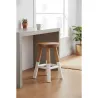 Tabouret bas rond en teck massif naturel et blanc Arden
