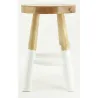 Tabouret bas rond en teck massif naturel et blanc Arden