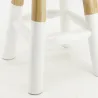 Tabouret bas rond en teck massif naturel et blanc Arden