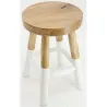 Tabouret bas rond en teck massif naturel et blanc Arden