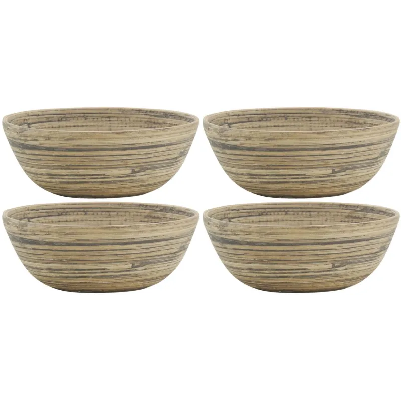 Corbeille ronde en bambou naturel et noir