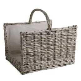 Paniers à bûches en osier gris et jute (lot de 2)