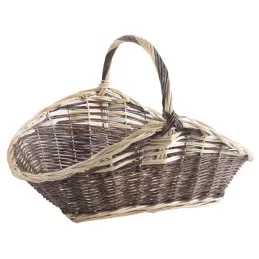 Paniers à bûches en osier brut et beige (lot de 2)