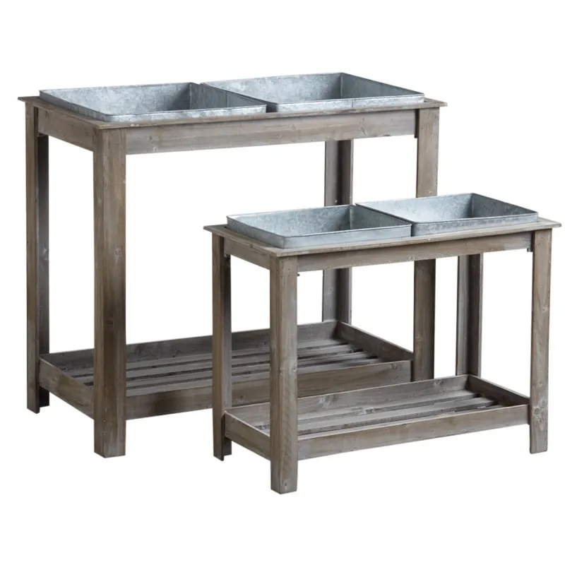 Potager surélevé en bois et métal (Lot de 2)